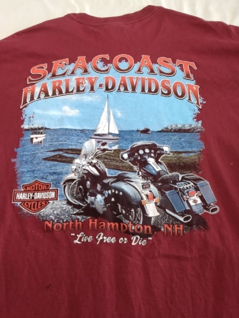 Harley-Davidson Maroon Seacoast North Hampton NH Graphic Tee , 2XL , $20